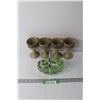 Image 1 : (4) Vintage Pottery Wine Goblets and Green Glass Dish