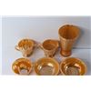Image 4 : Peach Luster Items - Cream and Sugar, Cup, Bowls, and Vase