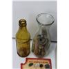 Image 5 : Metal Lock Box (12"x9"), Rock Collection, Driftwood Filled Glass Milk Bottle, Amber Bottle, (2) Clea