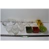 Image 1 : Pyrex Glass Bowl w/Lid, (4) Glass Tea Cups, (2) Glass Bowls, (5) Colored Dip Bowls