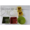 Image 5 : Pyrex Glass Bowl w/Lid, (4) Glass Tea Cups, (2) Glass Bowls, (5) Colored Dip Bowls