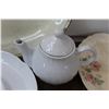 Image 6 : White Ceramic Serving Tray, (2) Glass Serving Bowl & Plate, White Teapot, (2) Made in England Tray/P