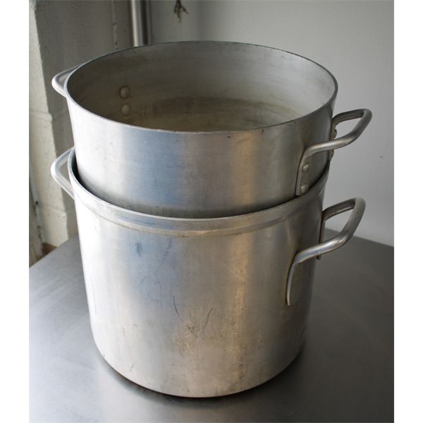 TWO INDUSTRIAL COOKING POTS
