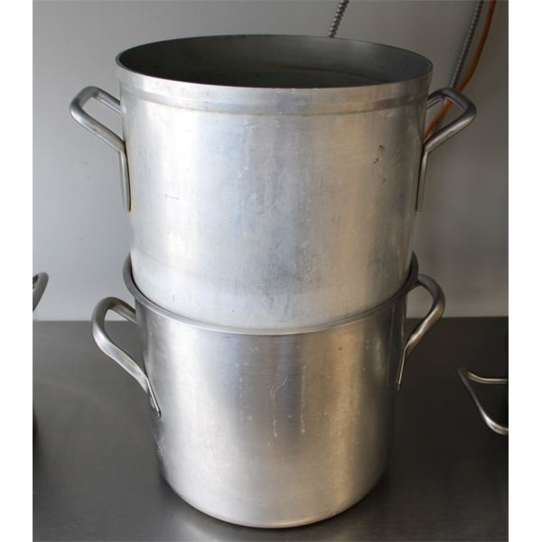 TWO INDUSTRIAL COOKING POTS