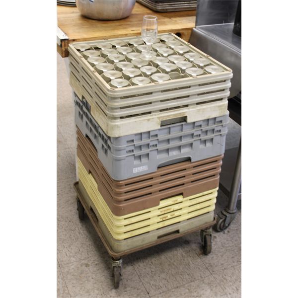 WINE GLASSES W/ PLASTIC STORAGE CONTAINERS 