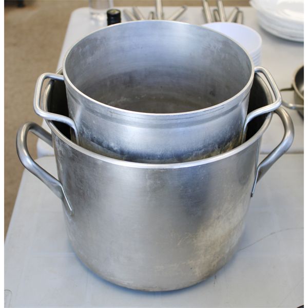 TWO LARGE COOKING POTS