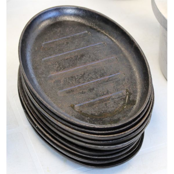 NINE METAL SKILLET TRAYS