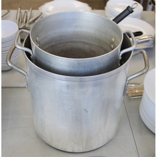 TWO LARGE COOKING POTS