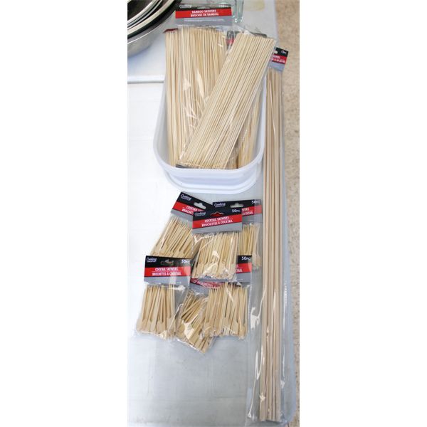 LARGE LOT OF ASSORT. WOODEN SKEWERS