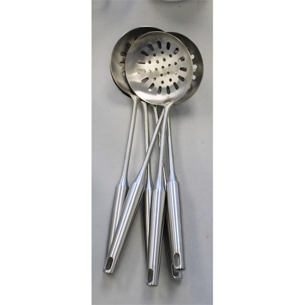 SIX STAINLESS STEEL STRAINERS
