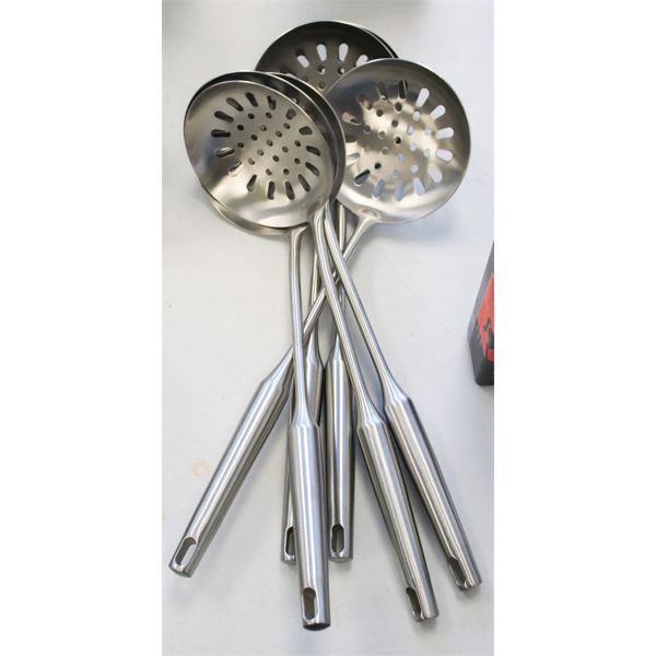 SIX STAINLESS STEEL STRAINERS