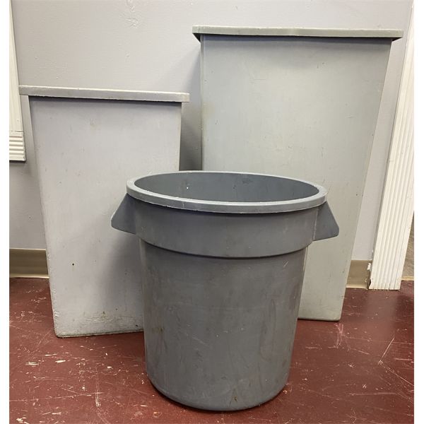 3 TRASH CONTAINERS VARIOUS SIZES