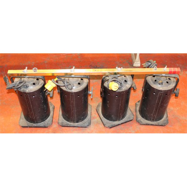 SET OF 4 STAGE LIGHTS ON RAIL