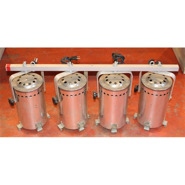 SET OF 4 STAGE LIGHTS ON RAIL