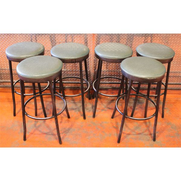 SIX METAL BAR STOOLS