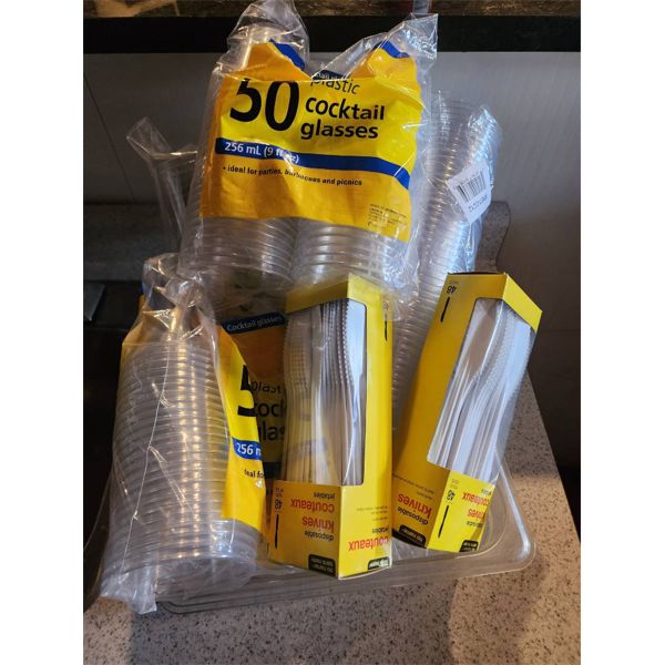 ASSORT PLASTIC KNIVES AND CUPS