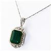 Image 2 : 9.18 ctw Emerald and 0.66 ctw Diamond 18K Yellow and White Gold Pendant