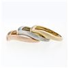 Image 5 : 14K Tri Color Gold Burnish Diamond Polished & Sandblast 3 Stackable V Band Rings