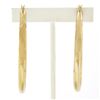 Image 3 : Large 14K Gold 2.15" Polished w/ Hand Engraved Matte Diamond Cut Hoop Earrings