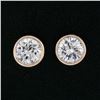 Image 2 : NEW Solid 14k Rose Gold 0.42 ctw Bezel Set Round Brilliant Diamond Stud Earrings