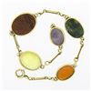 Image 2 : Antique Art Deco 14K Gold Graduating Scarab Carved Multi Gemstone Link Bracelet