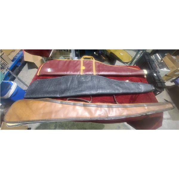 THREE LEATHER RIFLE CASES