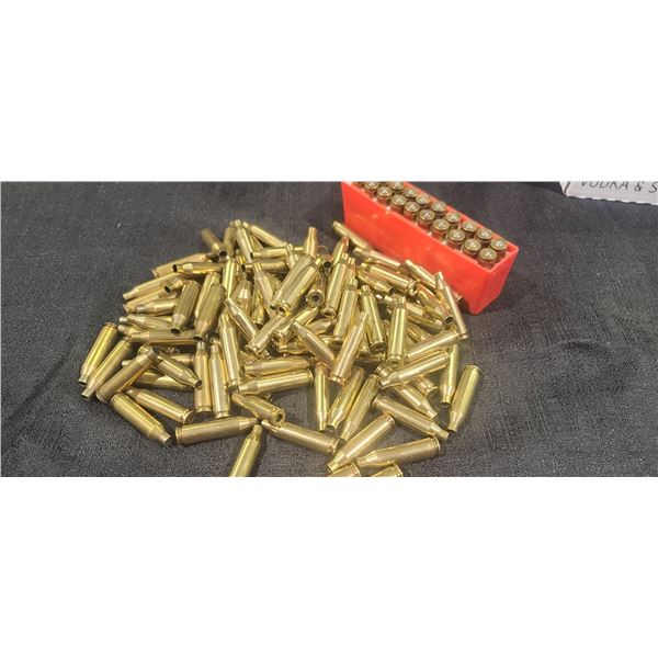 130 .243 MATCH BRASS 110 OF WHICH PRIMERS HAVE BEEN REMOVED