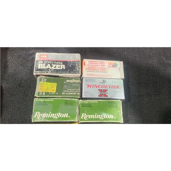SIX ASSORTED BOXES OF .22LR - SHIPPING ON AMMUNITION IS EXPENSIVE