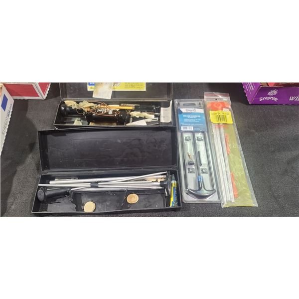 TWO STAG GUN CLEANING KITS, ONE GUNSLICK .22CAL CLEANING ROD, AND HOPPES .410 TO 20GA AND 16GA TO 12