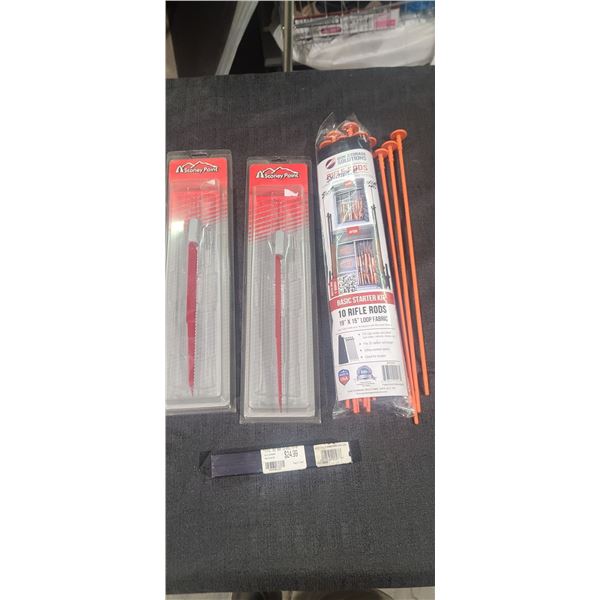 MISC: STONEY POINT POLE SAW BLADES X 2, STEEL 302 BAR 13-802-3-06 CHARGING BAR, PLUS RIFLE RODS FOR