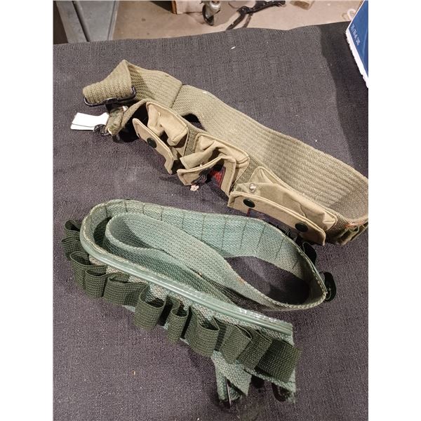 2 CANVAS ARMY AMMO BELTS