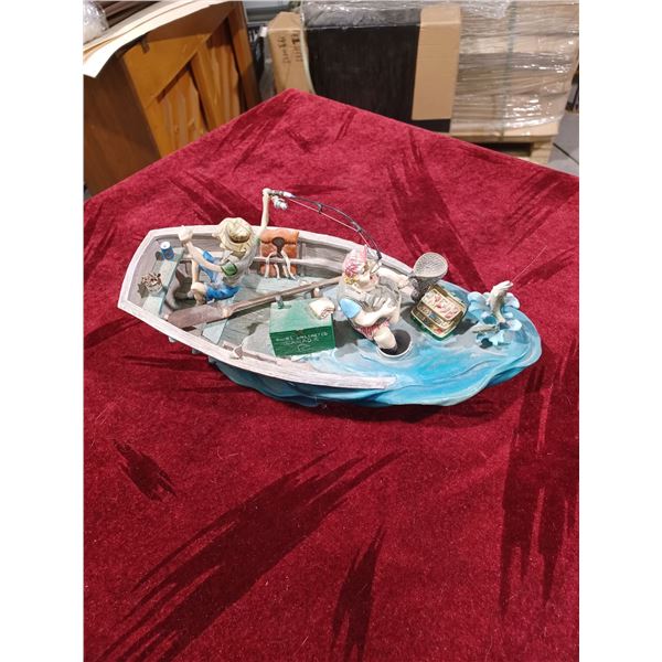 DUCK UNLIMITED FISHING BOAT STATUE