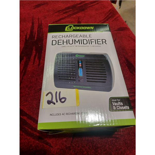NEW LOCK DOWN RECHARGEABLE DEHUMIDIFIER FOR VAULTS AND CLOSETS
