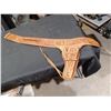 Image 1 : NATURAL LEATHER GUN HOLSTER AND BELT /CW ENGRAVING IN LEATHER WORKS