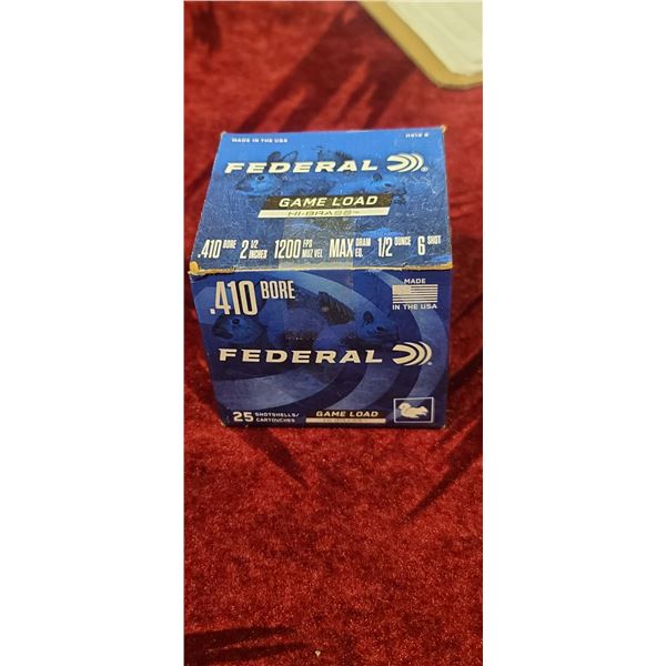 25 ROUNDS OF FEDERAL .410 2 1/2" 1200FPS 1/2OZ #6 SHOT