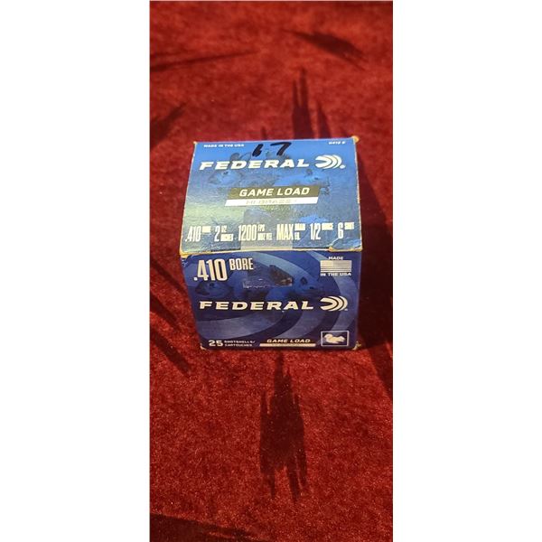 17 ROUNDS OF FEDERAL .410 2 1/2" 1200FPS 1/2OZ #6 SHOT  GAME LOAD