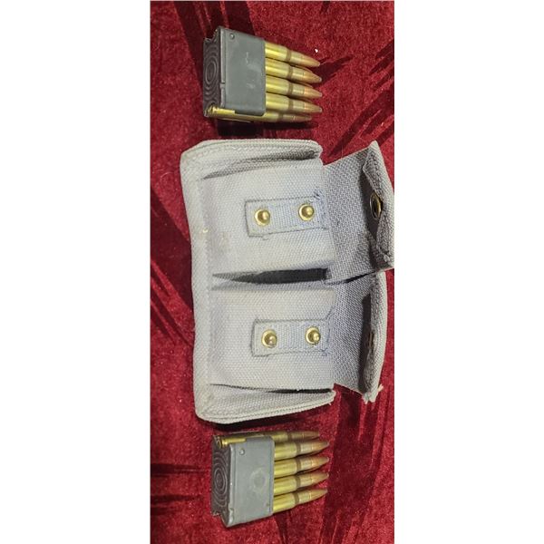 TWO FULL 8 ROUND M1 GARAND BANDALIERS QTY 16 ROUNDS OF 30-06 BALL - COMES WITH MILITARY POUCH