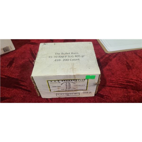 200 COUNT OF .45-70 RN FP SLG 405GR .459 HARD CAST LEAD BULETS
