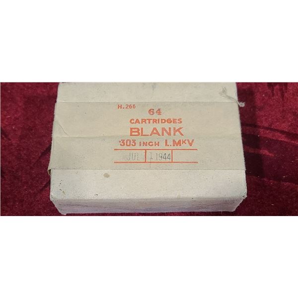 SEALED BOX OF .303 BRITISH BLANKS - BOX MARKED JULY 21 1944 L.MKV