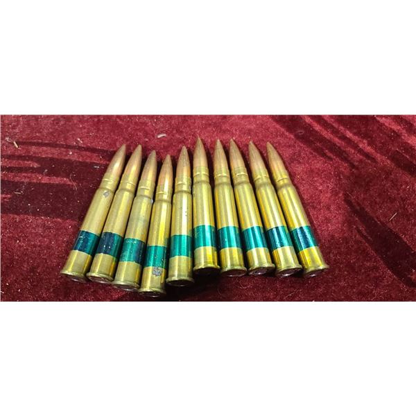 10 ROUNDS OF .303 BRITISH BALL - SPECIAL FOR D.C.R.A USE - GREEN BANDED CARTRIDGE