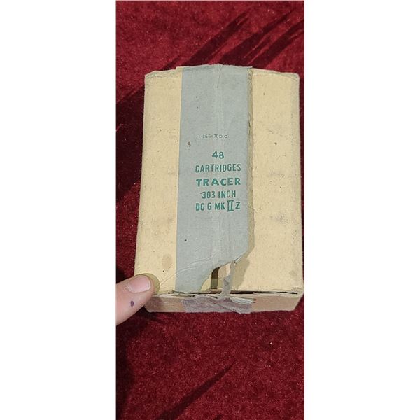 PARTIAL (20 ROUNDS) BOX OF TRACER .303 ROUNDS IN OPENED ORIGINAL BOX