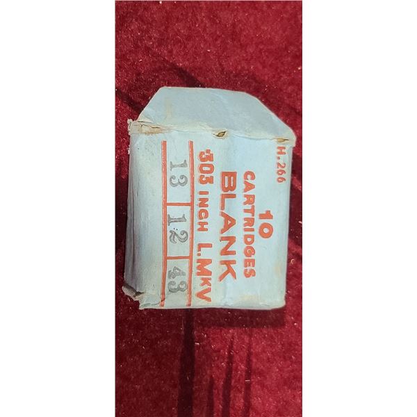 10 CARTRIDGES - BLANK .303INCH L.MKV H.266 DATED 13/12/43