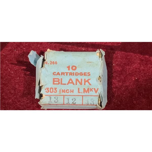 10 CARTRIDGES - BLANK .303INCH L.MKV H.266 DATED 13/12/43