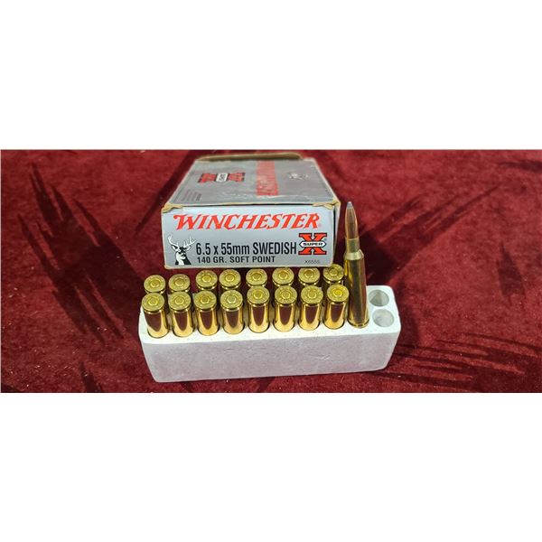 17 ROUNDS OF FWINCHESTER 6.5MM SWEDISH 140GR SOFT POINT - SUPER X