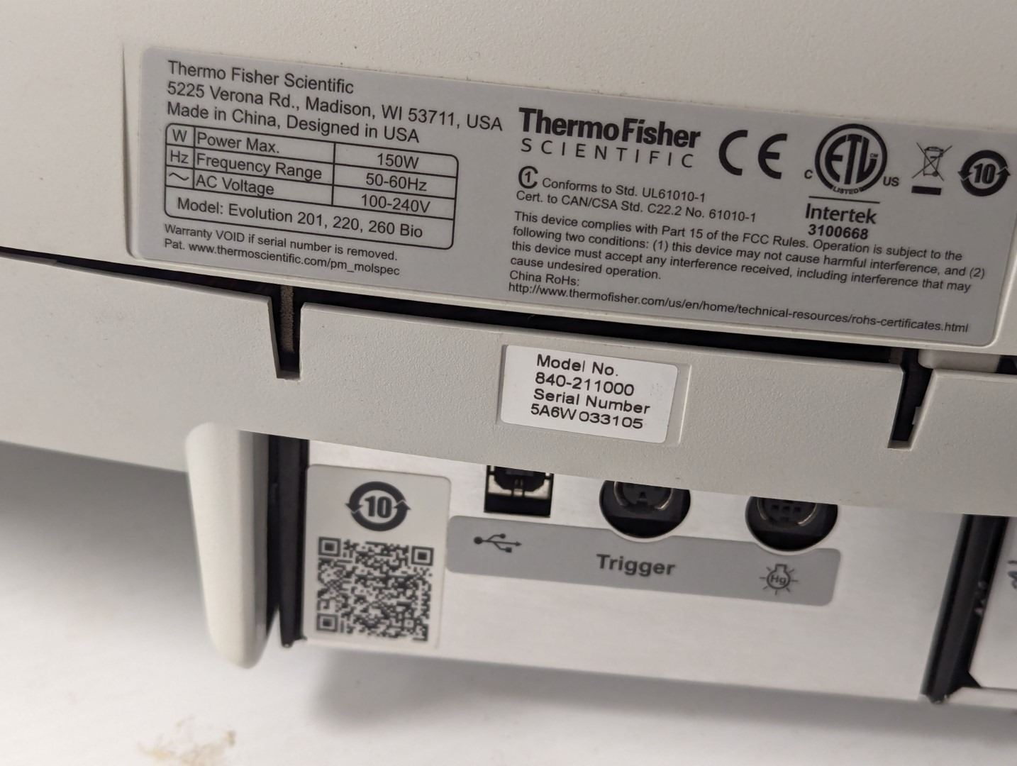 UV-VIS SPECTROMETER THERMO SCIENTIFIC EVOLUTION 260 BIO - Continental ...