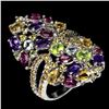 Image 2 : Natural Amethyst Peridot Tanzanite Ring