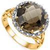 Image 1 : Natural Smoky Topaz & Diamond Ring