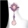 Image 1 : Natural Ethiopian Pink Opal Rhodolite White Topaz Earrings