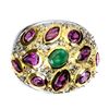 Image 1 : Natural Emerald  Rhodolite Garnet Sapphire Ring