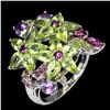 Image 1 : Natural Peridot  Amethyst Sapphire Ring